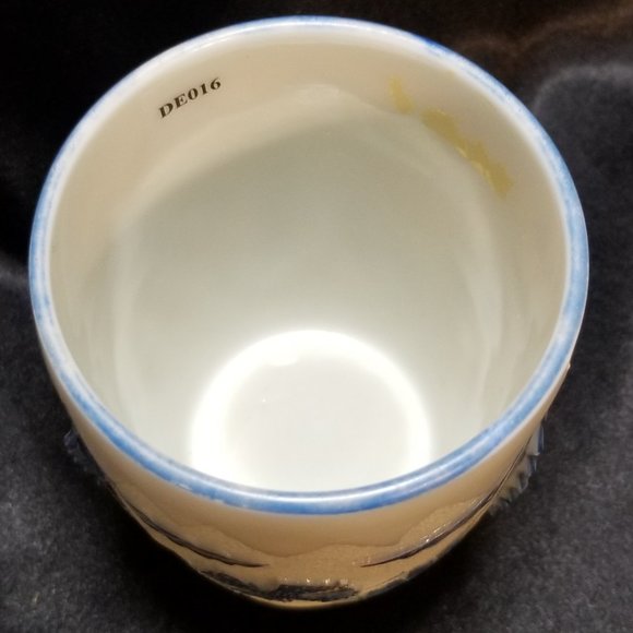 Antique US Glass Delaware Pattern Custard Glass Blue Stained Tumbler - Picture 4 of 5